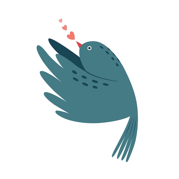 Oiseau Volant Mignon Avec Coeurs Clip Art Dans Des Tons Pastel Avec Birdie Pour Autocollant De Carte Saint-valentin