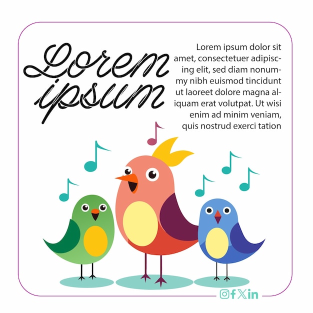 Vecteur des oiseaux qui chantent modèle d'affiche vectorielle médias sociaux