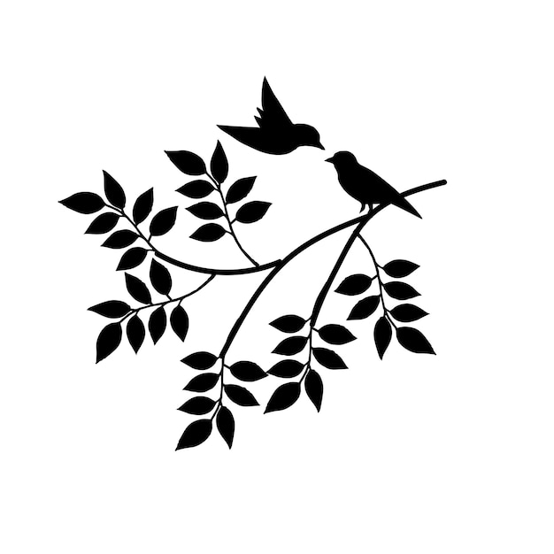 Vecteur oiseaux vecteurs sur les branches nature et silhouette animale et fleurs et faune