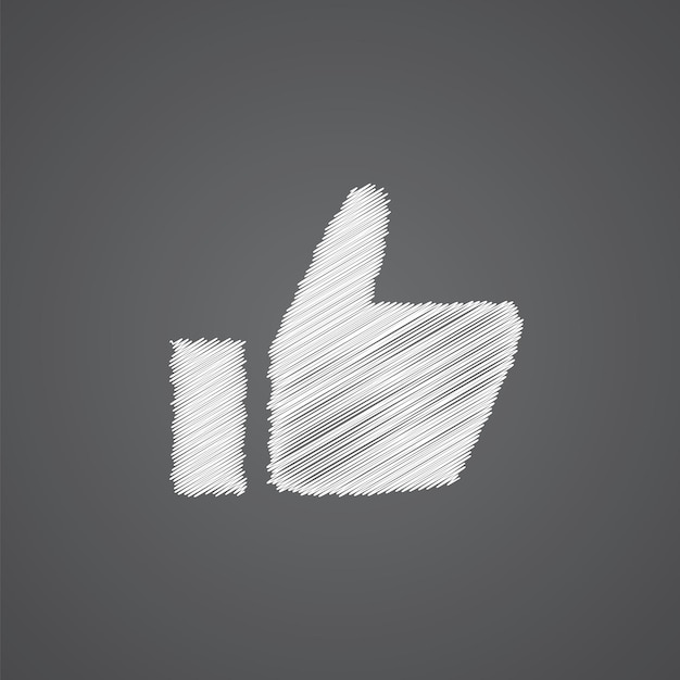 Vecteur ok croquis logo doodle icône isolé sur fond sombre