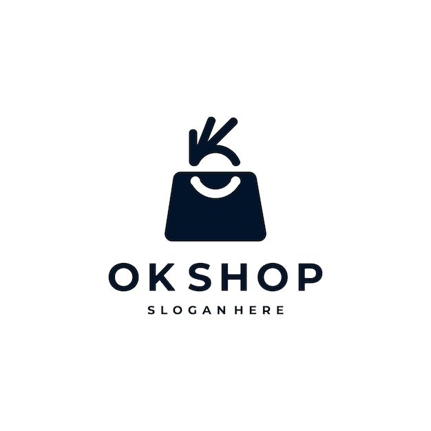 Ok Main Avec Sac à Provisions Logo Design Inspiration