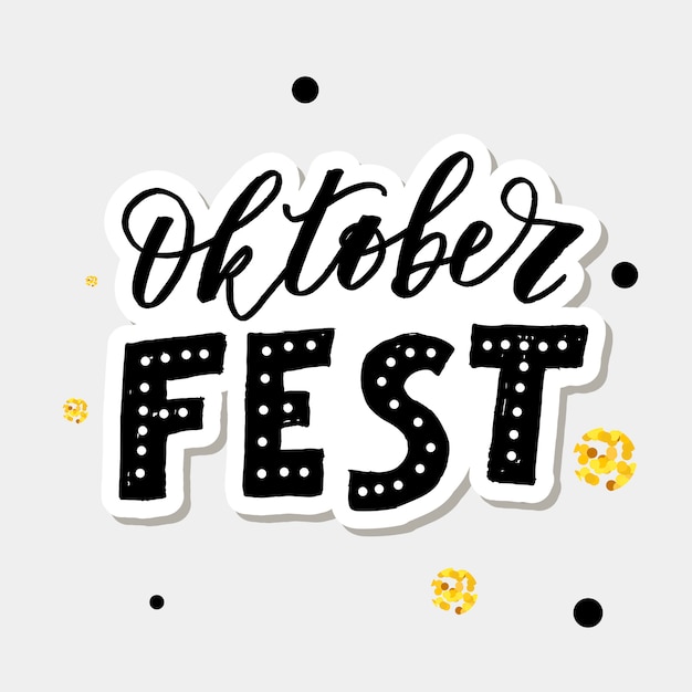 Oktoberfest Lettrage Calligraphie Pinceau Texte Vacances Vector Or