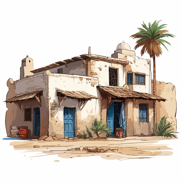 old_arab_house_vector_illustré