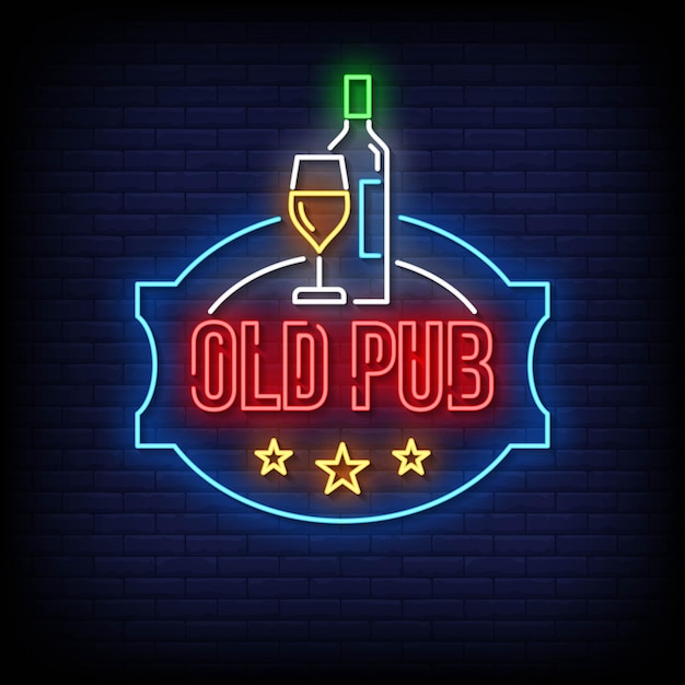 Old Pub Neon Signs Style Text Vector