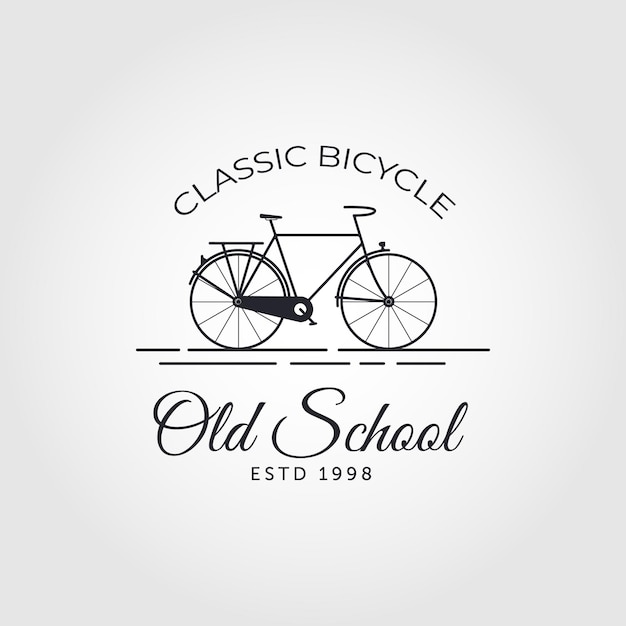 Old School Vélo Vélo Ligne Art Logo Vintage Vecteur Symbole Illustration Design