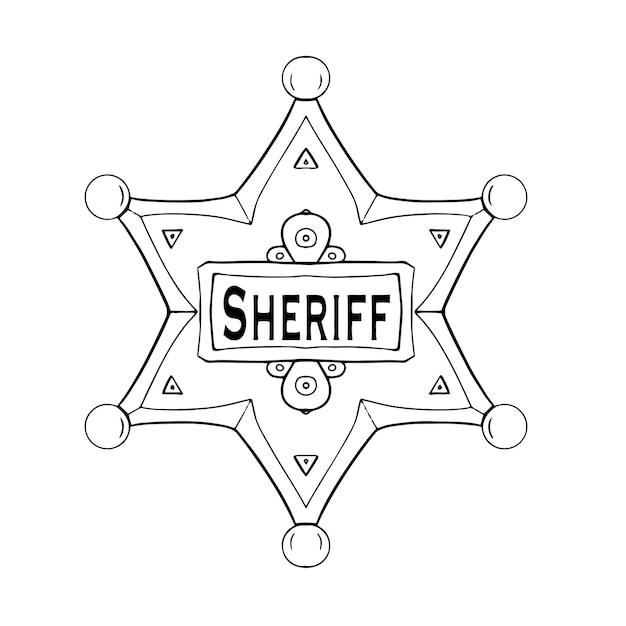 Old west texas sheriff star Contour illustration dessinée à la main Art numérique