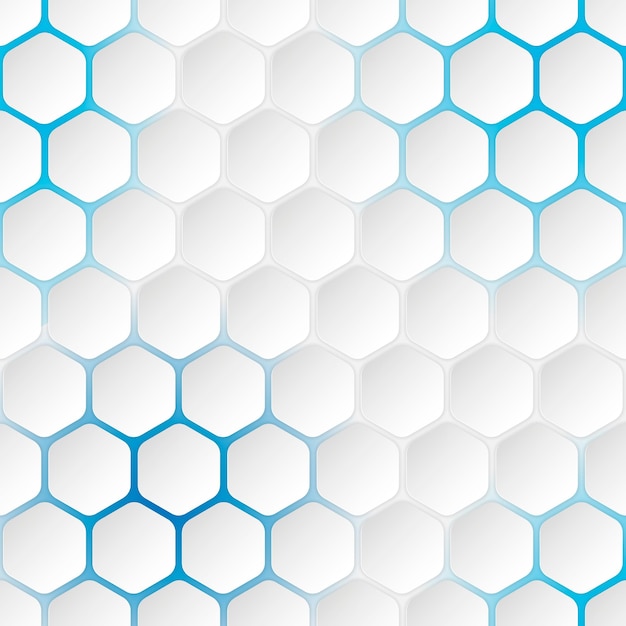 Ombre et lumière bleue abstraite de fond blanc d'hexagone