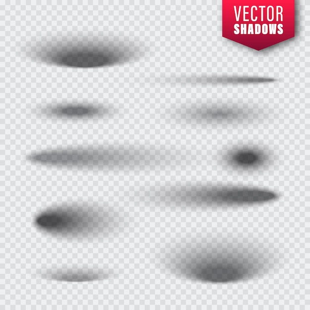 Ombres vectorielles définies sur fond transparent Illustration vectorielle d'ombre isolée réaliste
