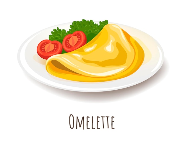 Vecteur omelette avec des légumes un repas sain pour le régime alimentaire