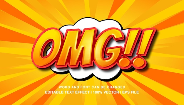 Omg bande dessinée modèle d'effet de texte modifiable style de texte de bande dessinée de dessin animé 3d