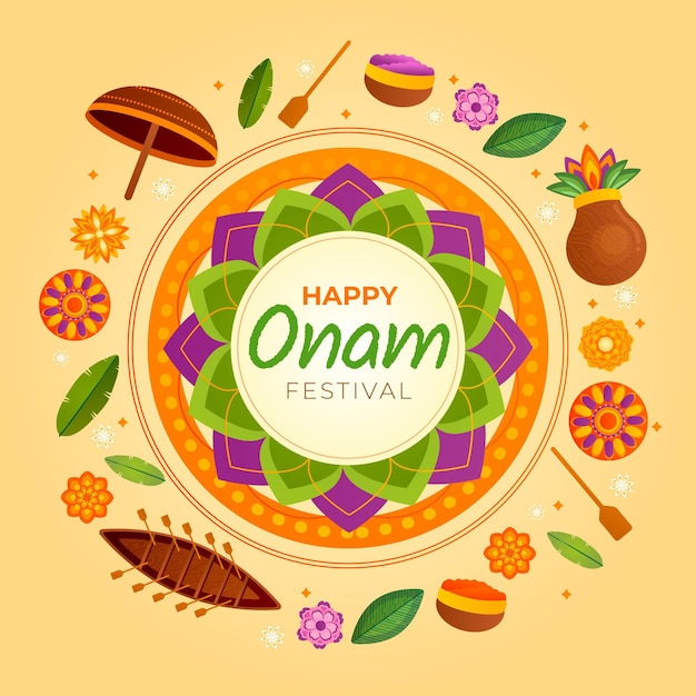 Onam Heureux Avec Des Décorations