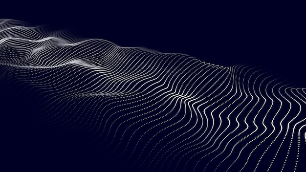 Onde dynamique sur un fond sombre abstrait Image de point futuriste Illustration vectorielle