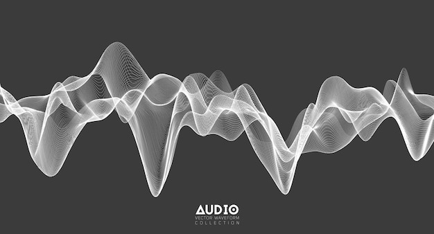 Onde sonore audio 3d Oscillation d'impulsion de musique blanche Motif d'impulsion rougeoyant