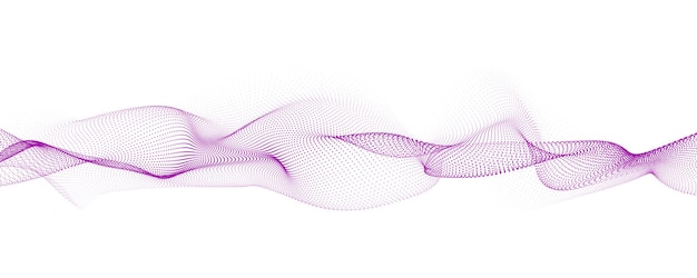 Onde sonore dynamique isolée sur fond blanc Particule musicale pulsant Concept de flux d'énergie violet Illustration vectorielle