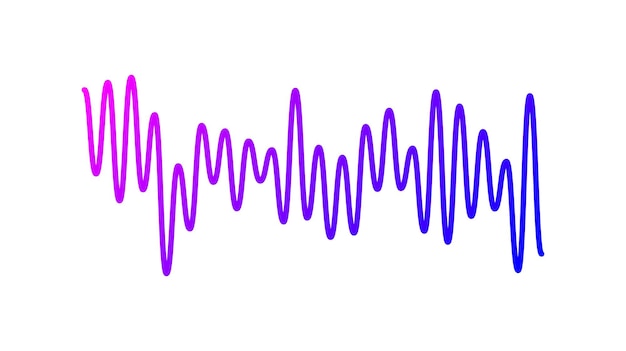 Vecteur onde sonore incurvée violette. échantillon audio de voix ou de musique. ligne sinusoïdale graphique du signal radio électronique