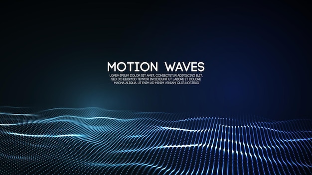 D'ondes numériques abstraites brillantes particules illustration vectorielle futuriste technologie d'élément hud conc