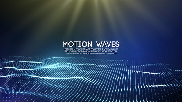 D'ondes numériques abstraites brillantes particules illustration vectorielle futuriste technologie d'élément hud conc