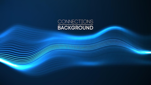 Ondes sonores audio arrière-plan abstrait connexions de réseau musique ondes pulsation bleue technologie arrière-plan