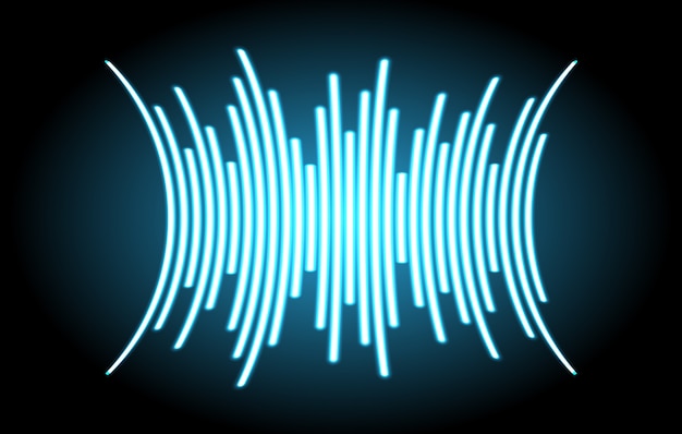 Vecteur ondes sonores oscillant de la lumière bleue foncée