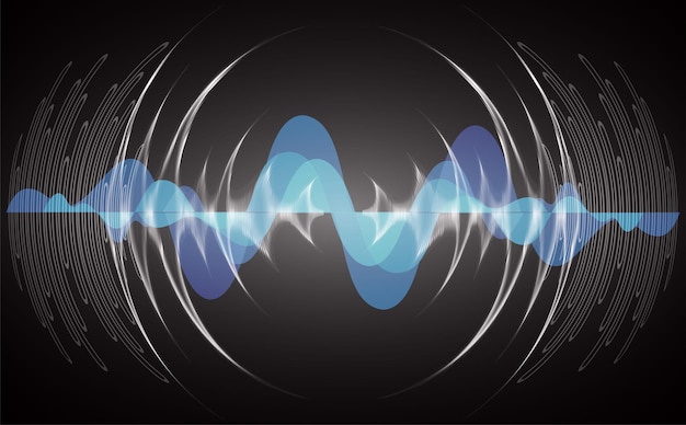 Vecteur ondes sonores oscillant la lumière sombre