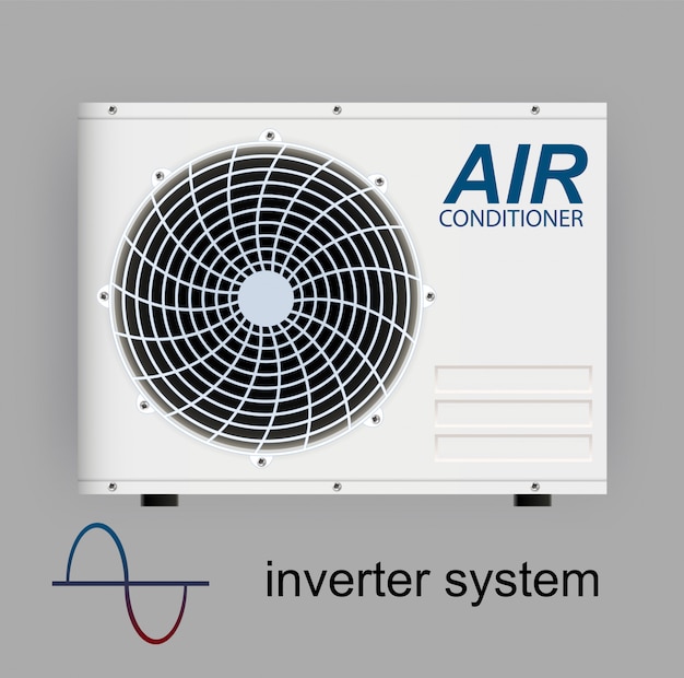 Onduleur De Climatiseur Split System. Conditionnement Réaliste Avec Contrôle Wifi Sur Internet Et Fonctionnalités Antivirus Et Télécommande. Système De Contrôle Climatique Illustration