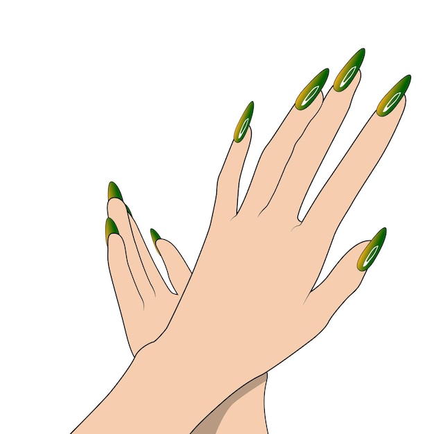 Des ongles verts à la main