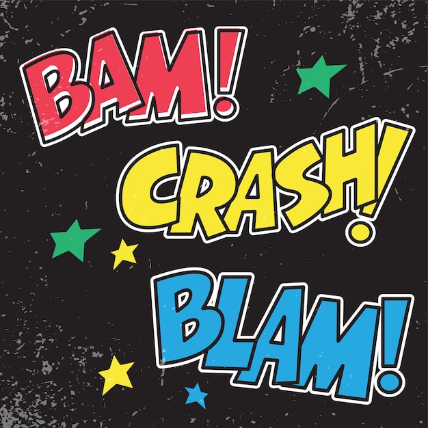 Onomatopée Bam Crash Blam Bande Dessinée Son