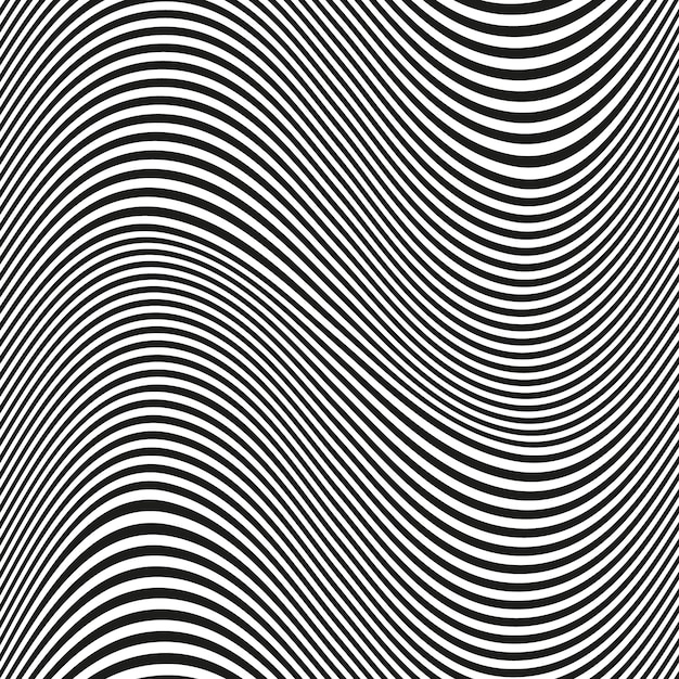 Op art onde motif sans couture lignes à rayures ondes monochromes illusion d'optique motif déformé