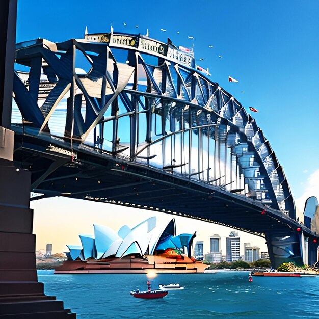 Vecteur opéra de sydney à côté du pont sydney howrah