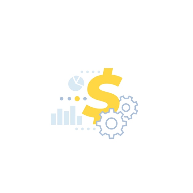 Optimisation des coûts, icône financière dans un style plat, vecteur