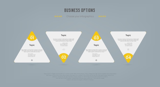 Options D'infographie Diagramme De Processus Avec Panneaux Rouges, Bleus Et Jaunes. Modèles D'infographie.