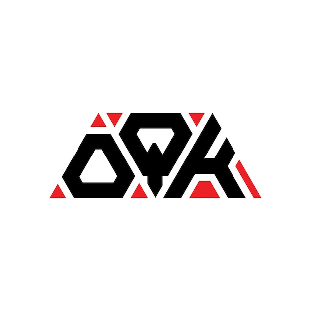 Vecteur oqk triangle lettre logo conception avec forme de triangle oqk design de logo triangle monogramme oqk modèle de logo vectoriel triangle avec couleur rouge oqk logo triangulaire simple élégant et luxueux logo oqk