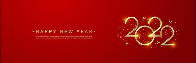 Or bonne année 2022 sur fond rouge