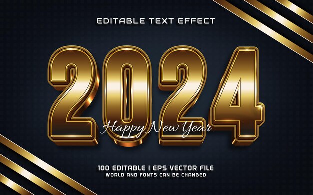 Vecteur or moderne 2024 bonne année effet de texte de style graphique