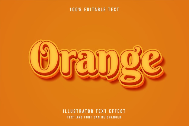 Orange, Effet De Texte Modifiable 3d Style Orange Dégradé Jaune