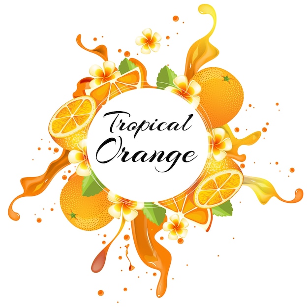 Orange Avec Fond D'éclaboussure Tropicale