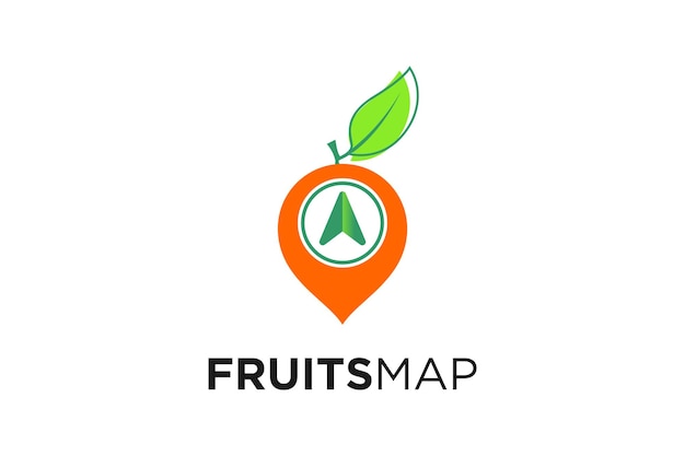 Orange Gps Pin Position Local Fruit Market Store Navigation Map Création De Logo Vectoriel