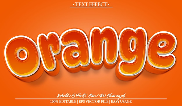 L'orange juteuse fraîche douce vecteur effet de texte éditable alphabet