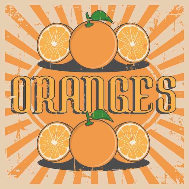 Orange Oranges Vintage Retro Signage Vector