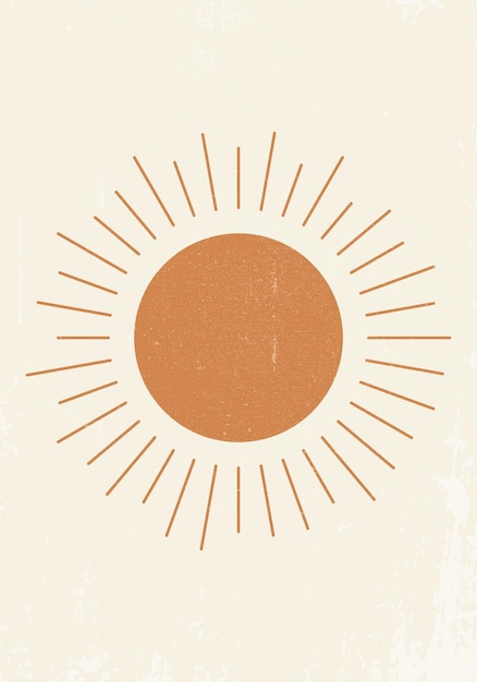 Vecteur orange sun impression boho minimaliste imprimable wall art géométrique abstrait coucher de soleil impression bohème art