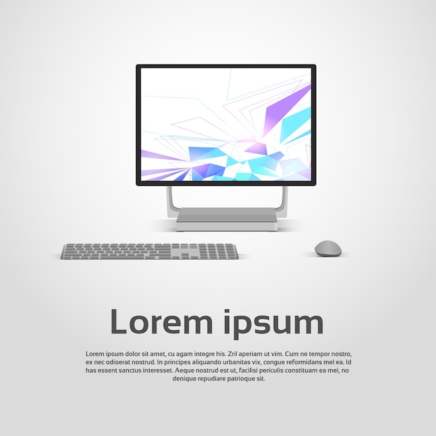 Ordinateur de bureau moderne Poste de travail informatique Icône Vector Illustration