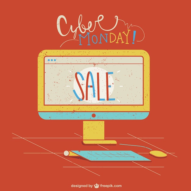 Vecteur ordinateur cyber ​​monday