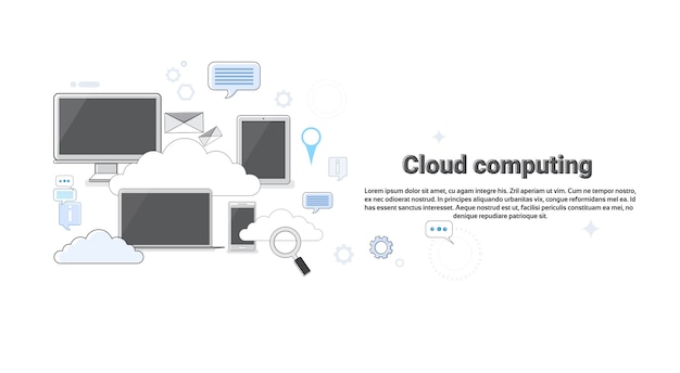 Ordinateur Périphérique Données Cloud Storage Sécurité Thin Line Vector Illustration