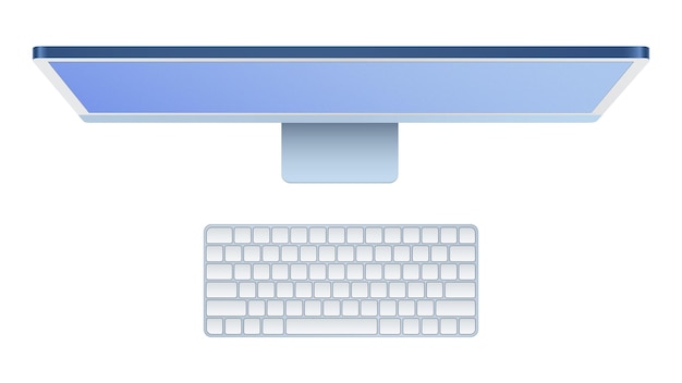 Vecteur ordinateur personnel mobile blanc. vue de dessus, nouveau modèle 2021. maquette isolée sur fond blanc. illustration vectorielle
