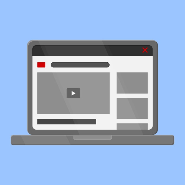 Ordinateur portable avec contenu Vidéo en cours de lecture Illustration vectorielle Youtube dans l'ordinateur portable vectoriel