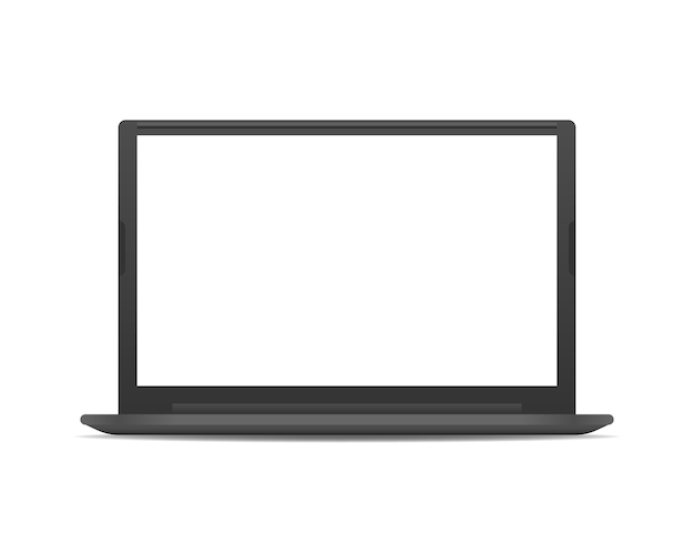 Vecteur ordinateur portable avec écran blanc vierge. maquette d'ordinateur portable isolé sur fond blanc.