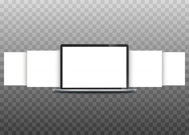 Ordinateur Portable Avec Des Pages Blanches. Concept De Présentation De Projets De Conception Web.