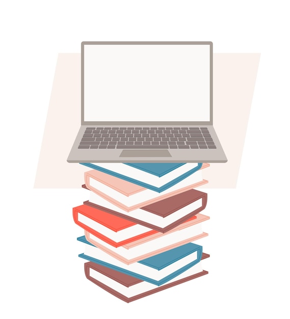 Ordinateur Portable Sur Pile De Livres Concept D'éducation En Ligne