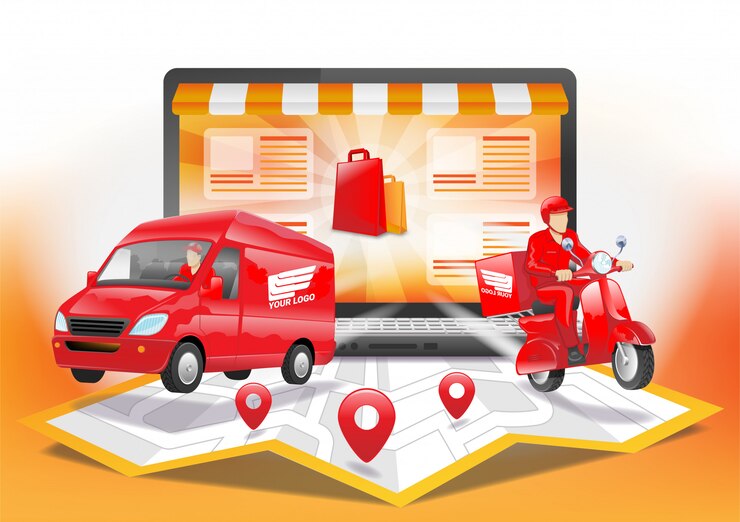 Ordre de livraison Shopping en ligne avec ordinateur portable
