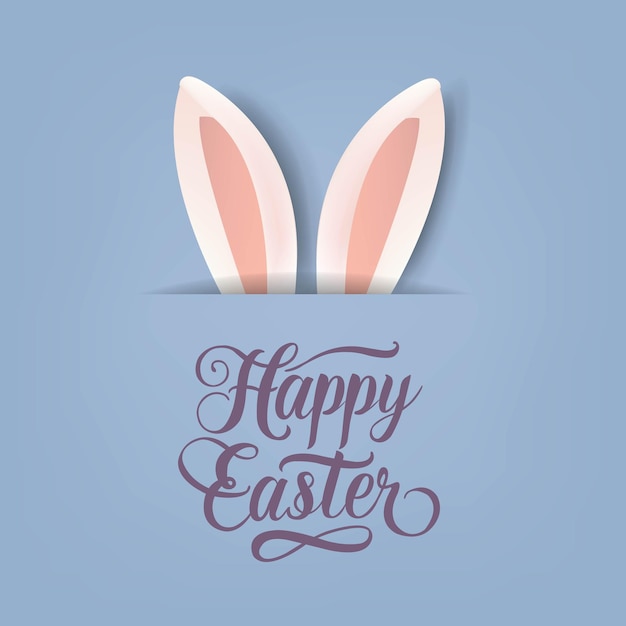Oreilles de lapin de Pâques avec carte postale et texte